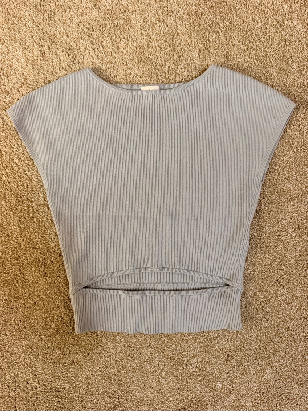 Wilfred Grey Blue Ribbed Cutout Women’s Top